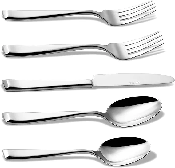 CAROTE 30-Piece Stainless Steel Flatware Set with white handles