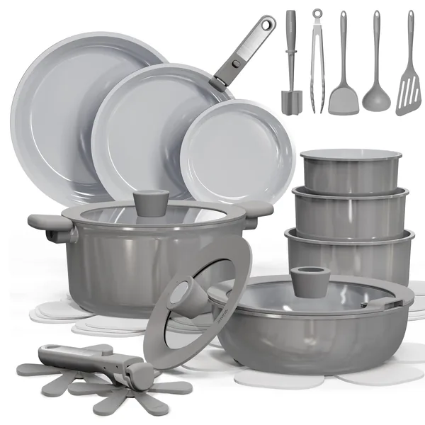 CAROTE 27pcs Ceramic Cookware Set Nonstick