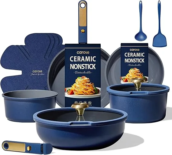 CAROTE 14 Pcs Ceramic Cookware Set